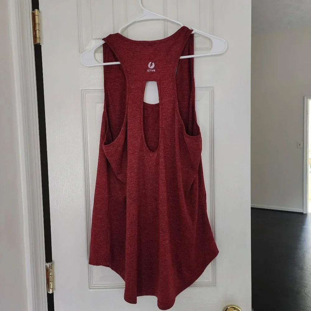 ICTIVE Burgandy Loose Fit Yoga Top Workout Tank Backless Sleeve | XL - Picture 3 of 6